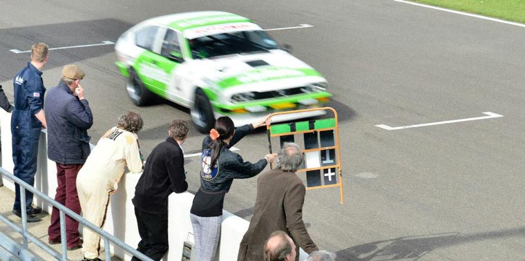 Alfa Romeo racing at Goodwood is shown the pitboard